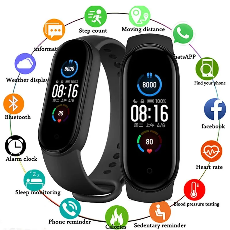 M5 Smart Band Waterproof Sport Smart Watch Men Woman Blood Pressure Heart Rate Monitor Fitness Bracelet For Android IOS