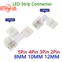 5PCS 5Pin 4Pin 3Pin 2Pin LED Strip Connector 8MM 10MM 12MM LED Strip Connector X/ L Shape Free Welding for 5050 2835 LED Strip