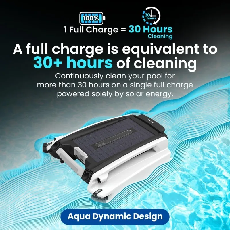 Betta SE Solar Powered Automatic Robotic Pool Surface Skimmer Cleaner with 30-Hour Continuous Cleaning Battery Power