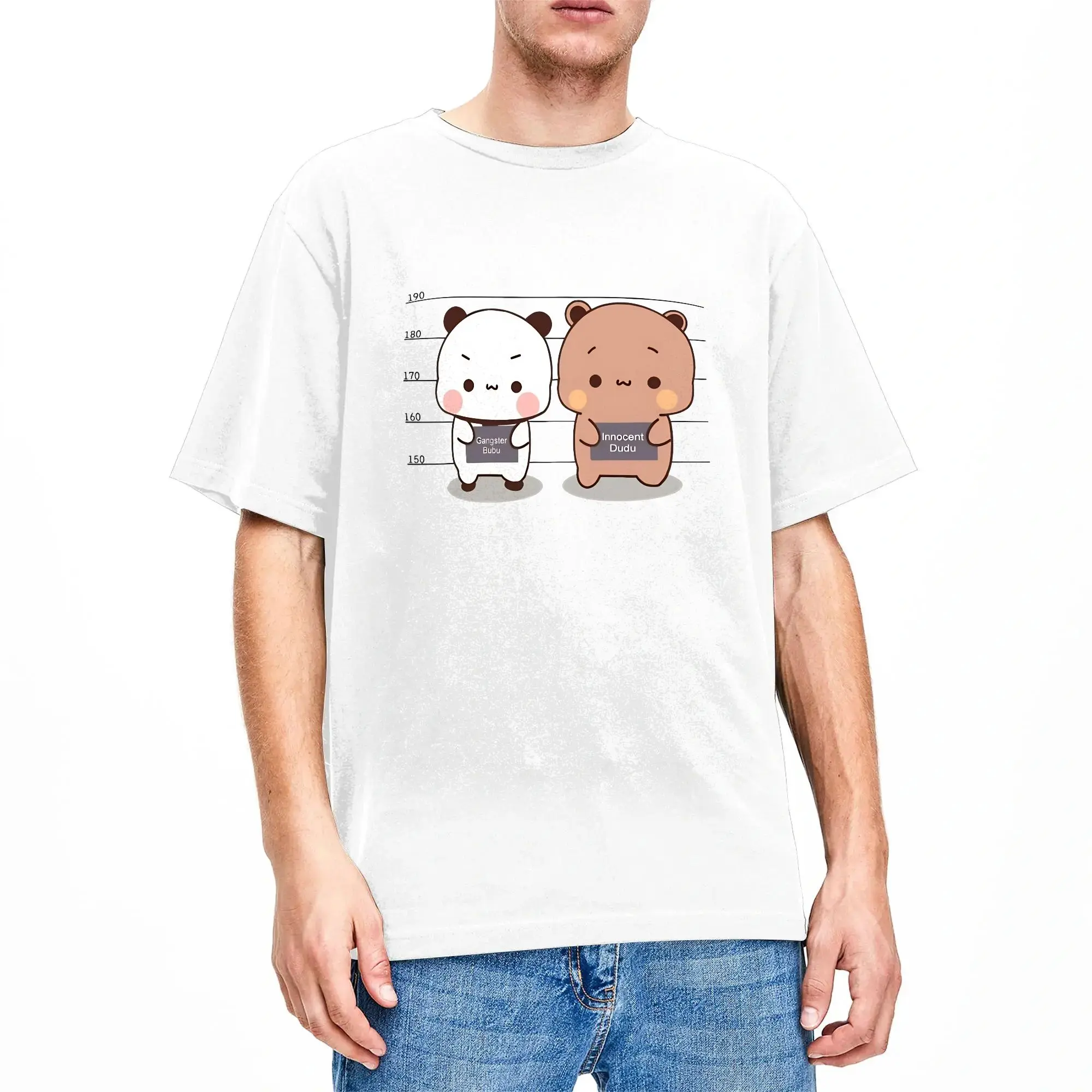 Innocent Dudu Gangster Bubu Dudu Panda And Brownie Bear Cotton T Shirt For Male Summer T-Shirts Crew Neck Tee Shirt Clothes