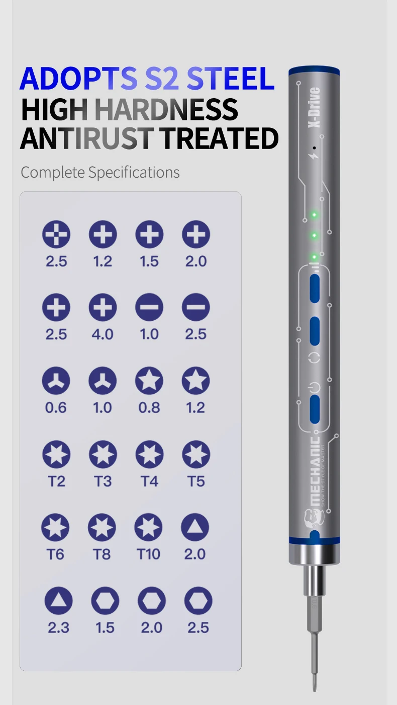 【MECHANICHT】 X-Drive Hoge Precisie Elektrische Schroevendraaier Set met 24-koppen Camera Mobiele Telefoon Demontage Reparatie Bolt Driver Tool
