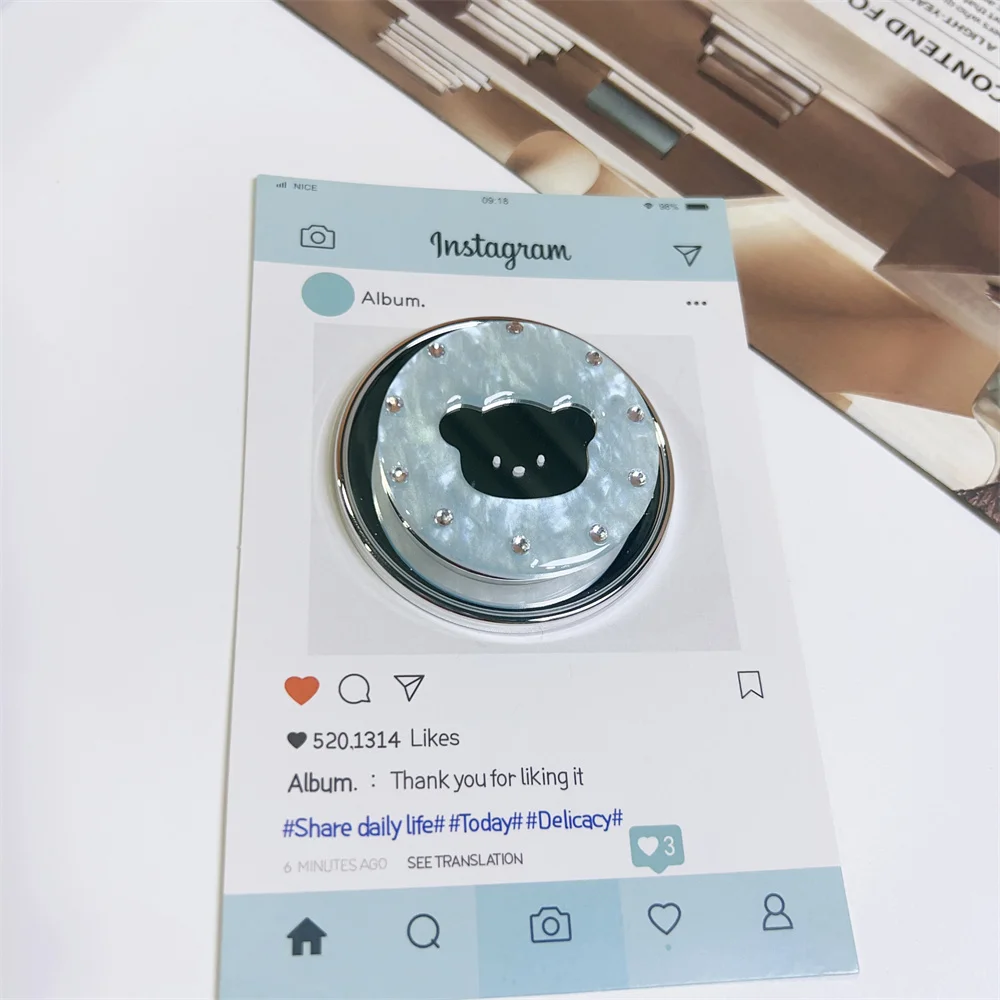 Bear Mirror Magnetic Mobile Phone Stand Holder For iPhone 17 Pro Max 18 16 13 15 14 MagSafe Grip Foldable Finger Ring Grip Tok view 5