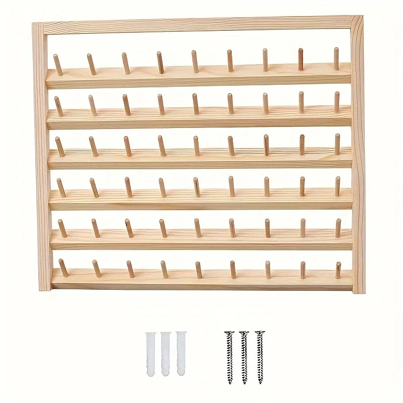 Hand-made DIY Home Spindle Rack Wall Hanging Wooden Spool Sewing Thread Rack Storage Shelf Wholesale