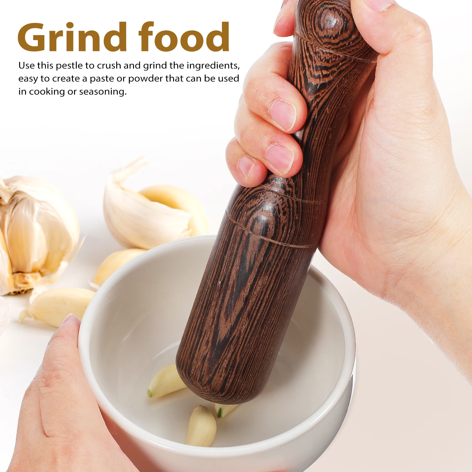 

2 шт., деревянный кухонный пестик, шлифовальный инструмент для специй, ручная толкушка для еды, эргономичная ручка, антипригарная поверхность, деревянный пестик