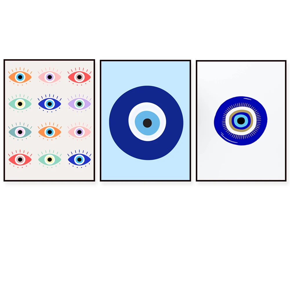 Evil Eye Colored wall art print, esoteric Greek evil eye art, Nazar Boncuk/Turkish evil eye Png esoteric art bedroom and dormito