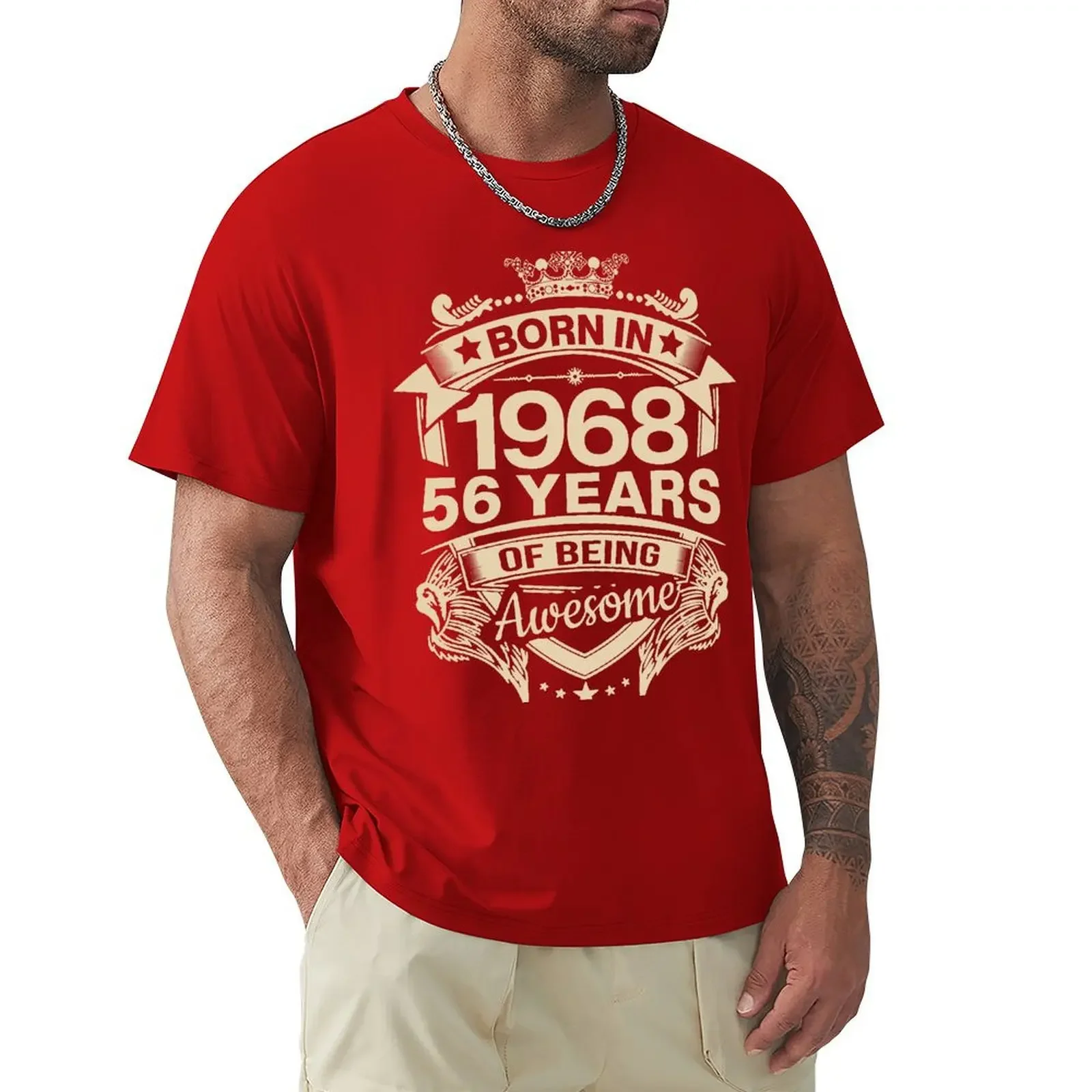 Born In 1968 56 Years Of Being Awesome 56th Birthday Gift T Shirt Harajuku Short Sleeve T-shirt 100% Cotton Graphics Tshirt Tops