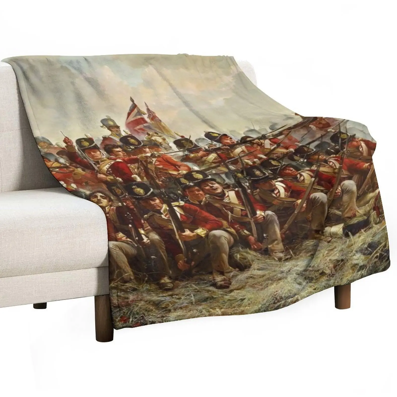 

HD. The 28th Regiment at Quatre Bras, by Lady Butler, 1875 Throw Blanket Luxury Decoratives Soft Beds For Sofa Thin Blankets