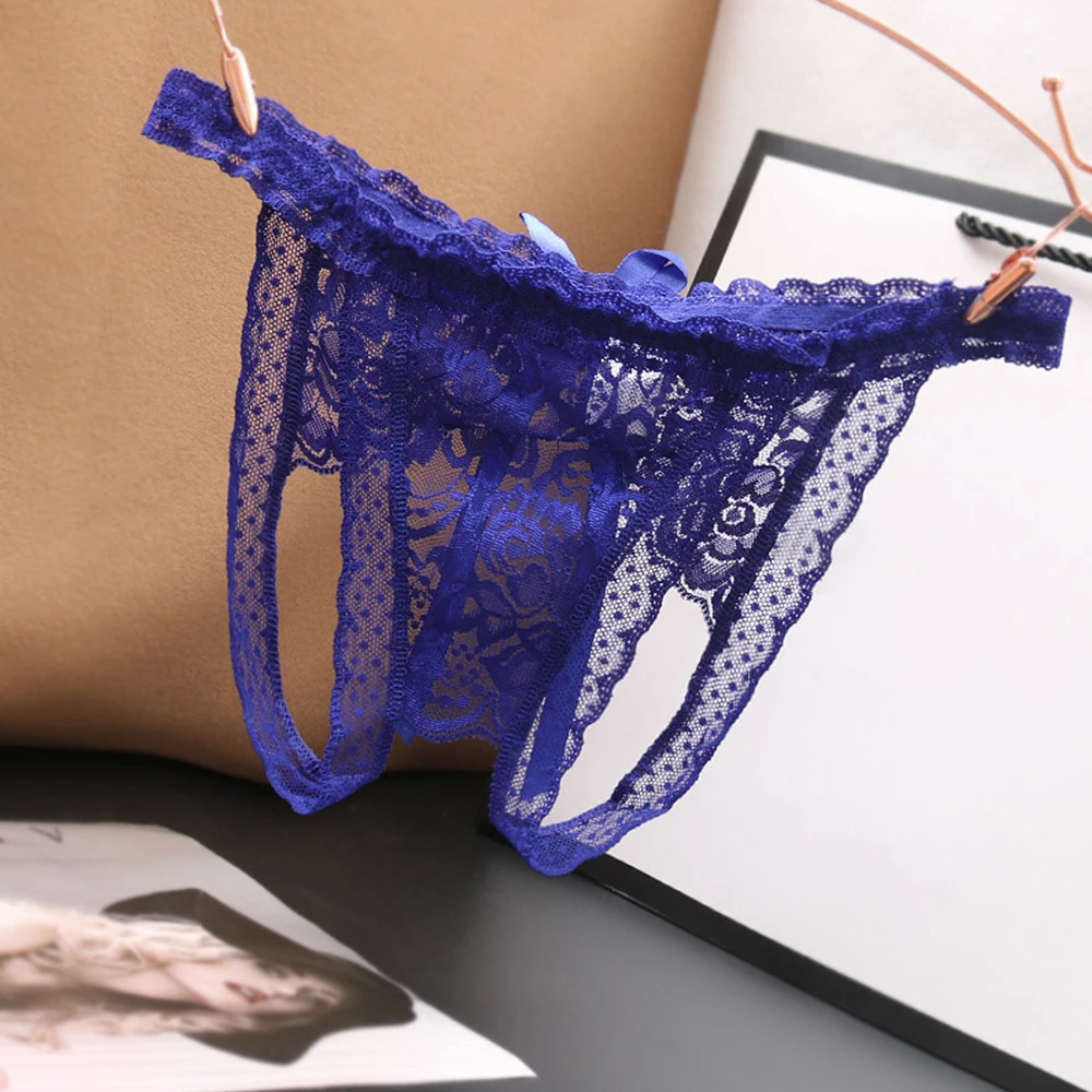 Celana dalam Thong selangkangan terbuka wanita seksi celana dalam G-string tembus pandang untuk perspektif seks Lingerie Erotis
