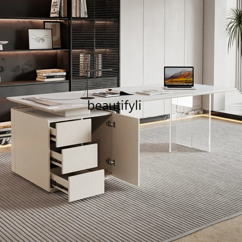 

46Italian Slate Desk Modern Simple L-Shaped Bookcase Computer Desk Corner Desk