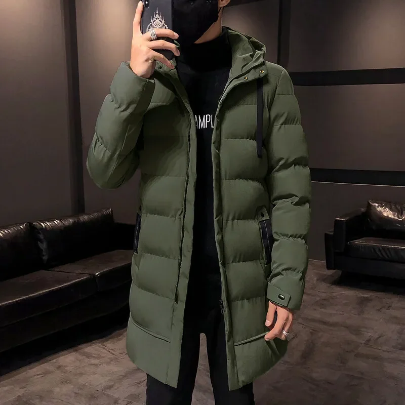 2021 Brand Clothing Men Winter Parka Long Section 2 Colors New Warm Thicken Jacket Outwear Windproof Coat Hooded Plus Size M-4Xl