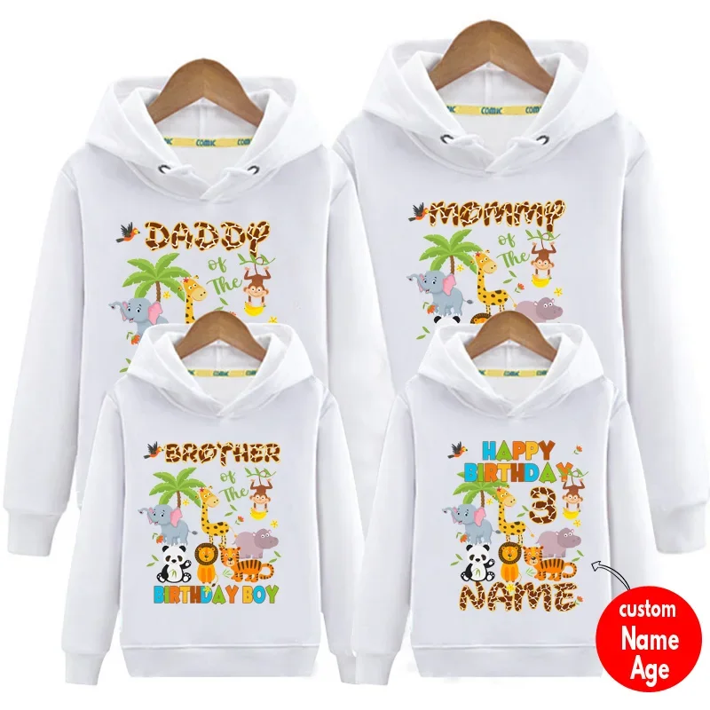 Family Matching Outfits Sweatshirt Hoodie Spring Safari Floral Zoo Wild Birthday Clothing Matching Kids Vacation Outfits Holiday