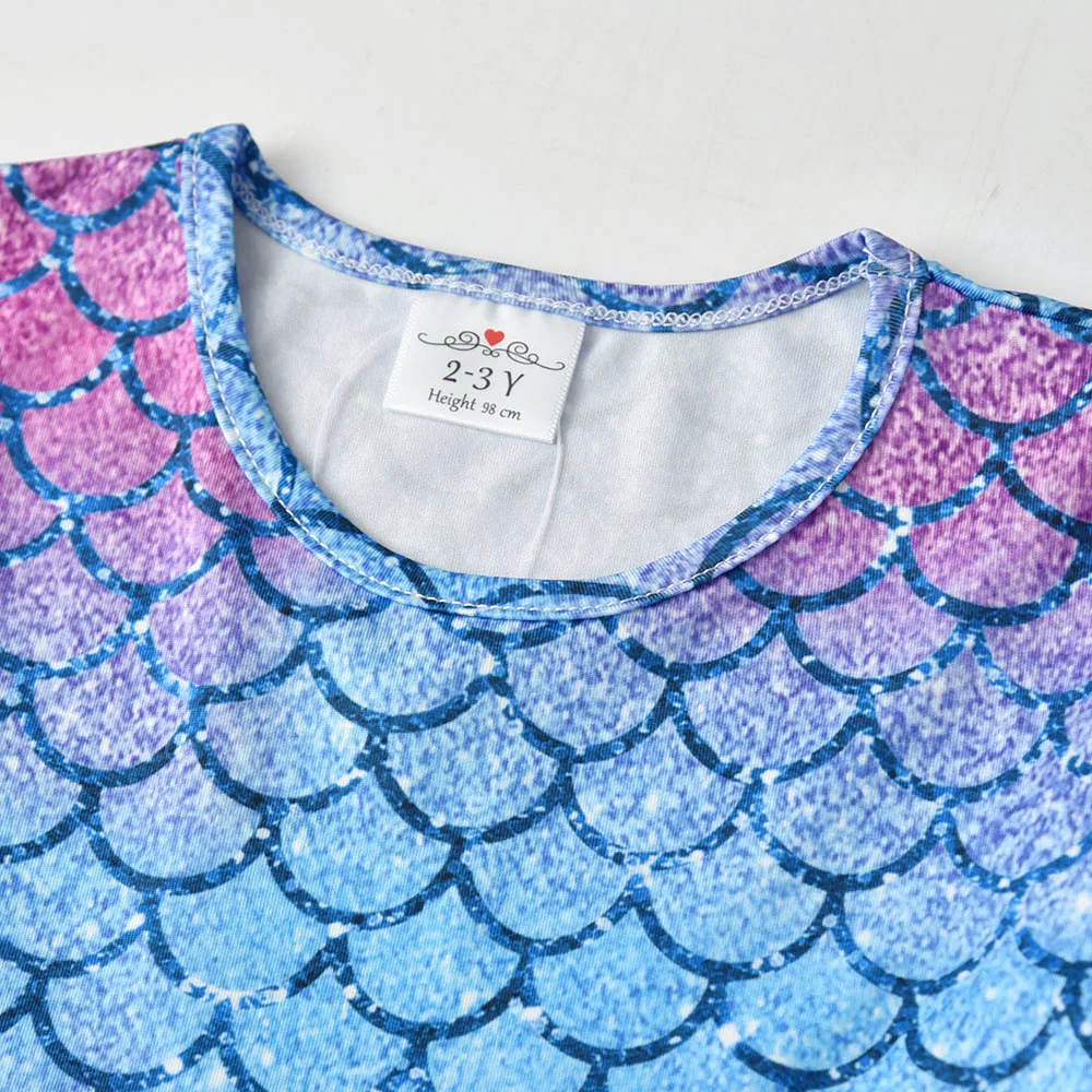 Vikita Kinder Langarm Kleid Mädchen Meerjungfrau Druck Kleider Kinder Farbverlauf bunte Kleid Mädchen Prinzessin geschichteten Tüll Tutu Kleider – Detail 5