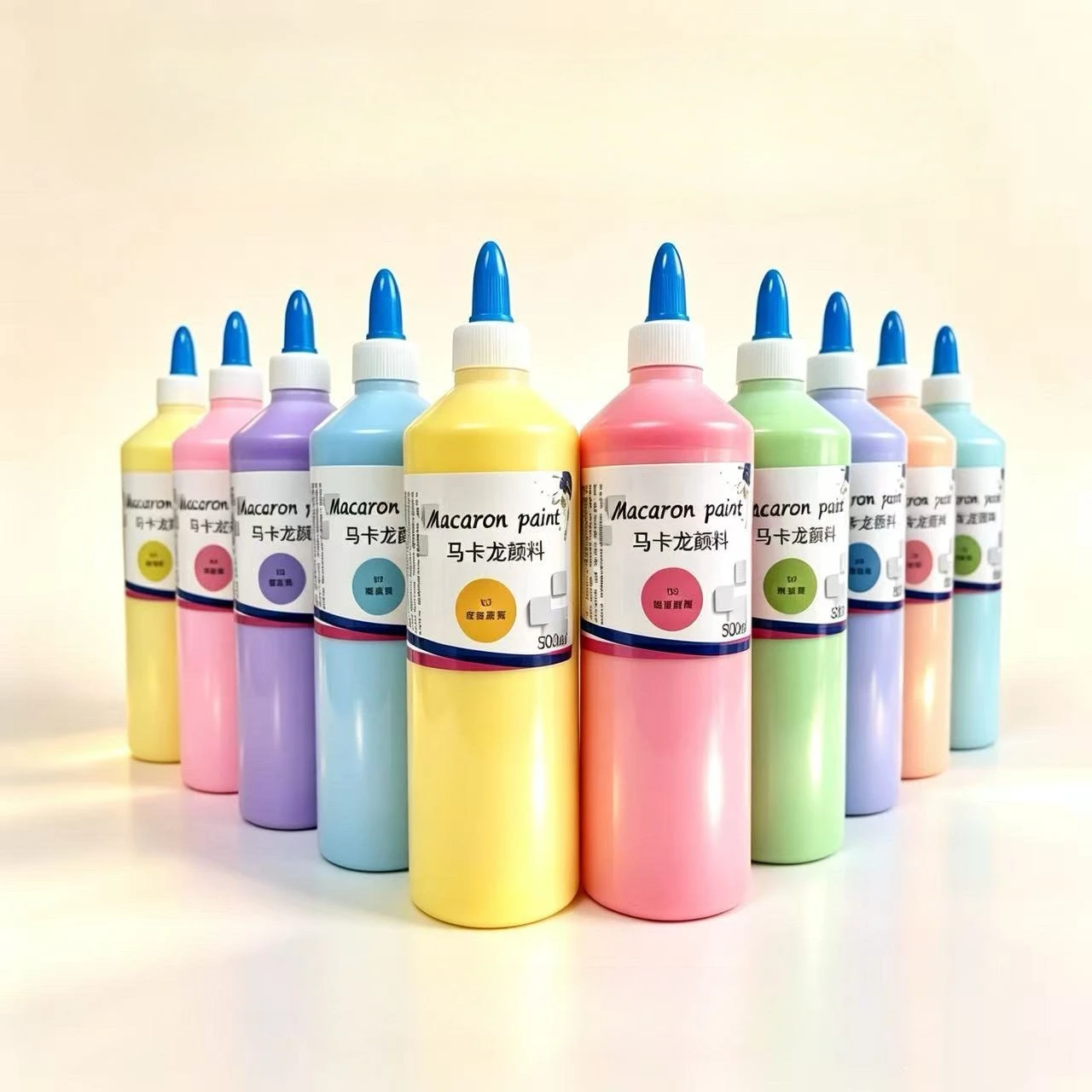 500ml Big Bottle Macaron Series Acrylic Paint DIY Craft Pigment for Hand-Painting Gypsum Doll Graffiti