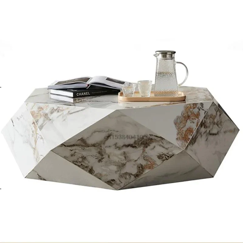 Diamond Shape Design Tea Table Rock Panel Tables Fashionable Center Coffee Table Rounded Corners Stolik Kawowy Hotel Furniture