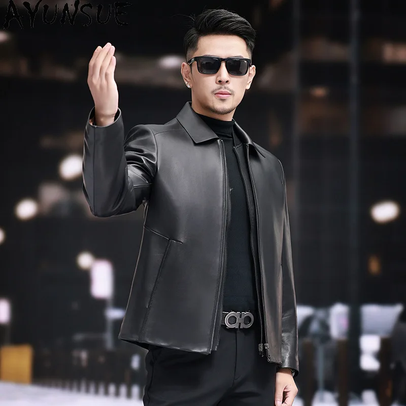

AYUNSUE Genuine Leather Jacket Men Winter Autumn Mens Clothes Top Layer Sheepskin Coat Down Liner Deatchable Jaqueta De Couro