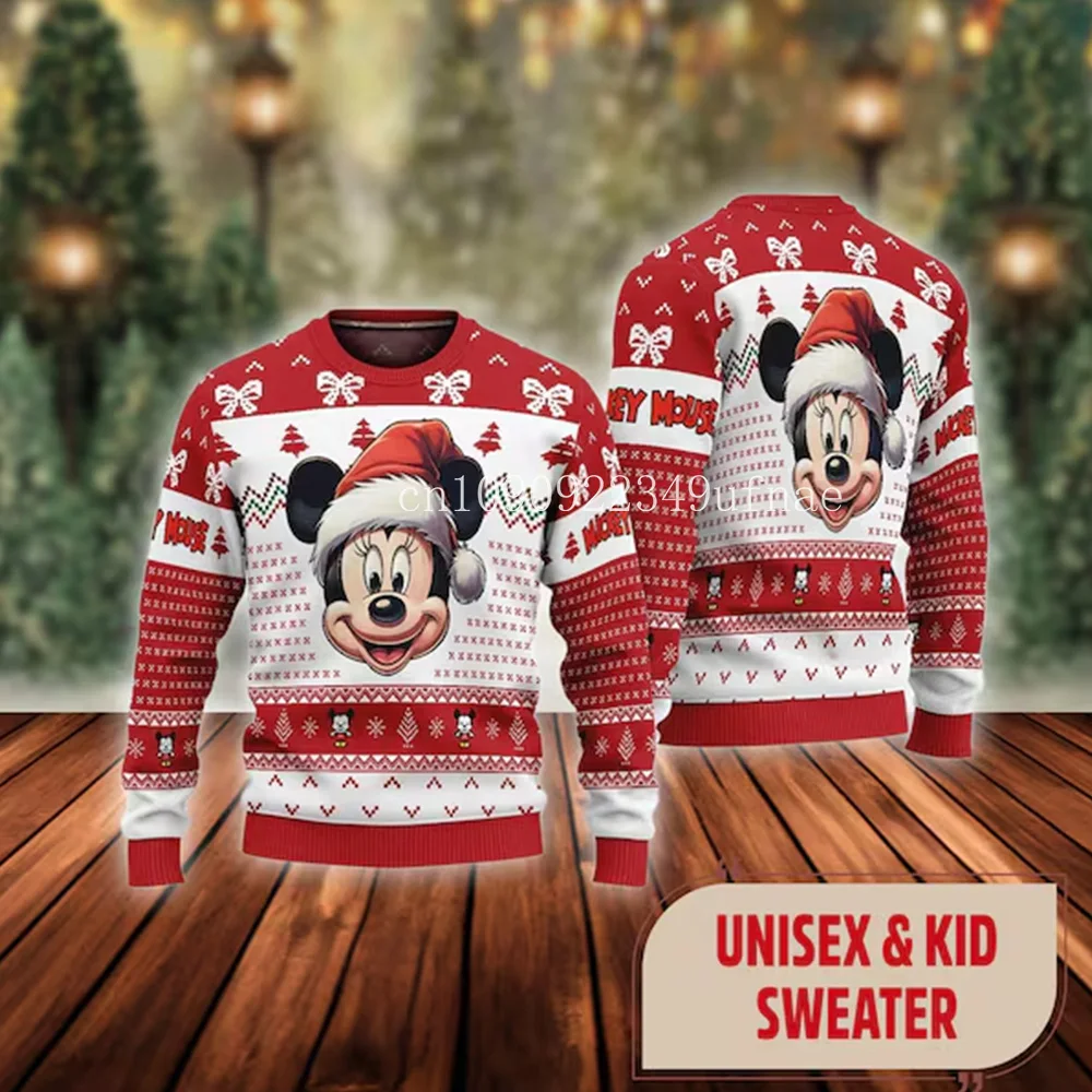 2025Disney  Christmas Sweater Men's Womens 3d Ugly Sweater Mickey Ugly Christmas Sweater Anime Xmas Gifts Sweater