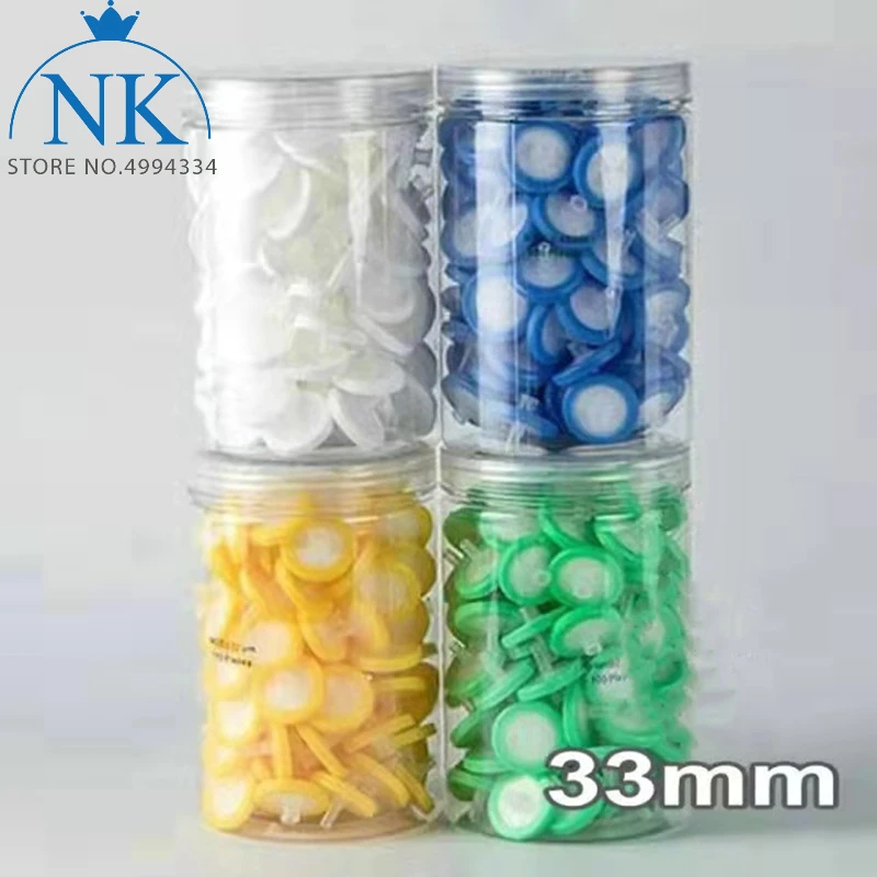 100pcs/lot Laboratórium 33mm Rendelkezésre álló luer syring Szűrőkészülék MCE /nylon / PES / PVDF Fecskendő Szűrőkészülék vel 0.22/0.45um millipore Hártya