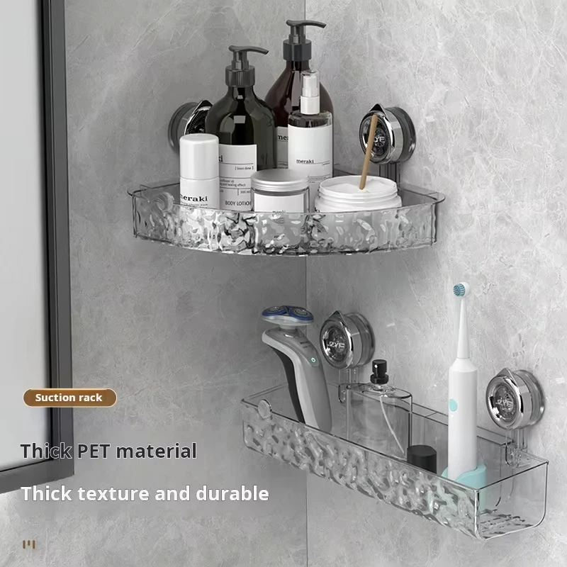 

Shower Room Suction Cup Bathroom Storage Shelf Basket Home Storage Organizer Shelf Decorative Easy Install