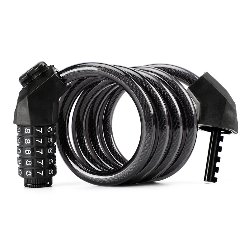 Bike Lock 5 Digit Code Combination Bicycle Security Lock With 1.2m Length Steel Cable Spiral Bike Cycling Bicycle Lock