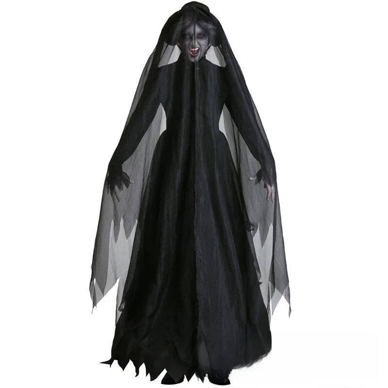 Loween fantasma noiva bruxa manto traje feminino tradicional chinês palco desempenho roupas traje de casamento fantasmagórico