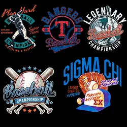 Baseball Sport Style Letter Sticker Clothing Accessories Iron on Decals Patches for Clothes Durable DIY Decoration