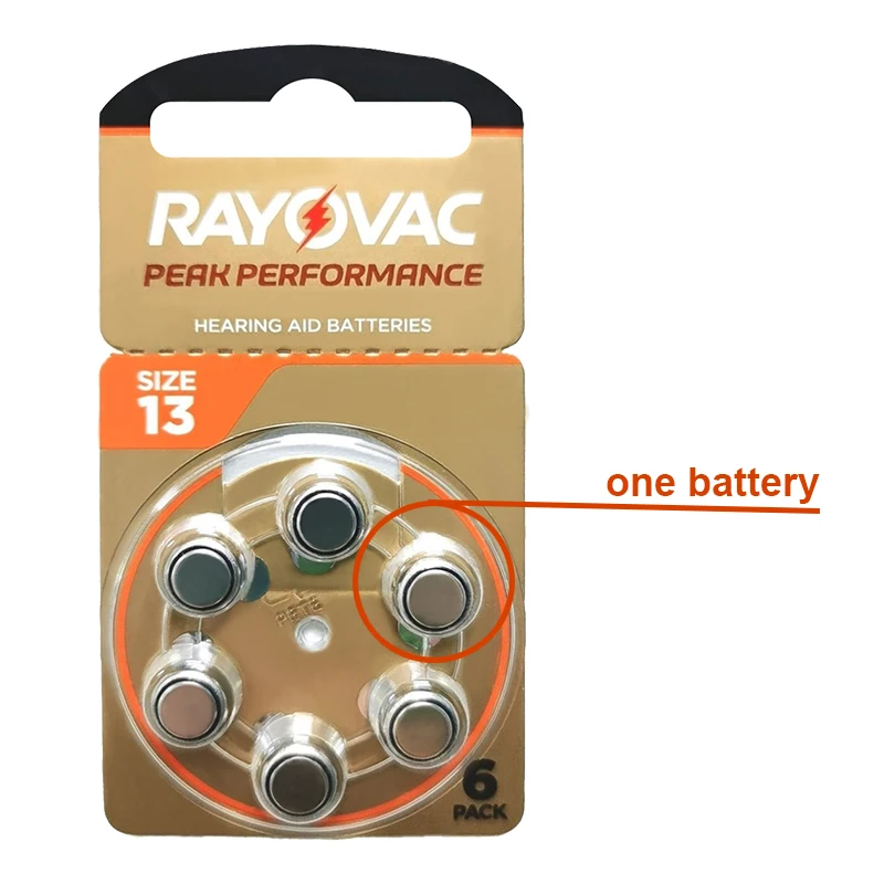 Rayovac Peak Hearing Aid Batteries 13 A13 13A P13 PR48 1.45V UK Zinc Air Cell Button Battery for BTE Hearing Aids Amplifiers