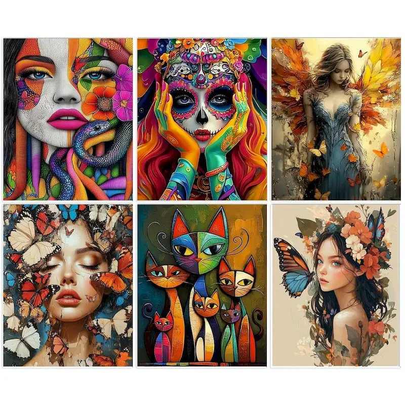 

GATYZTORY Diy Frame Paint By Numbers For Adults Acrylic Paints Coloring By Numbers Drawing Numbers Painting Art Supplies Diy Gif