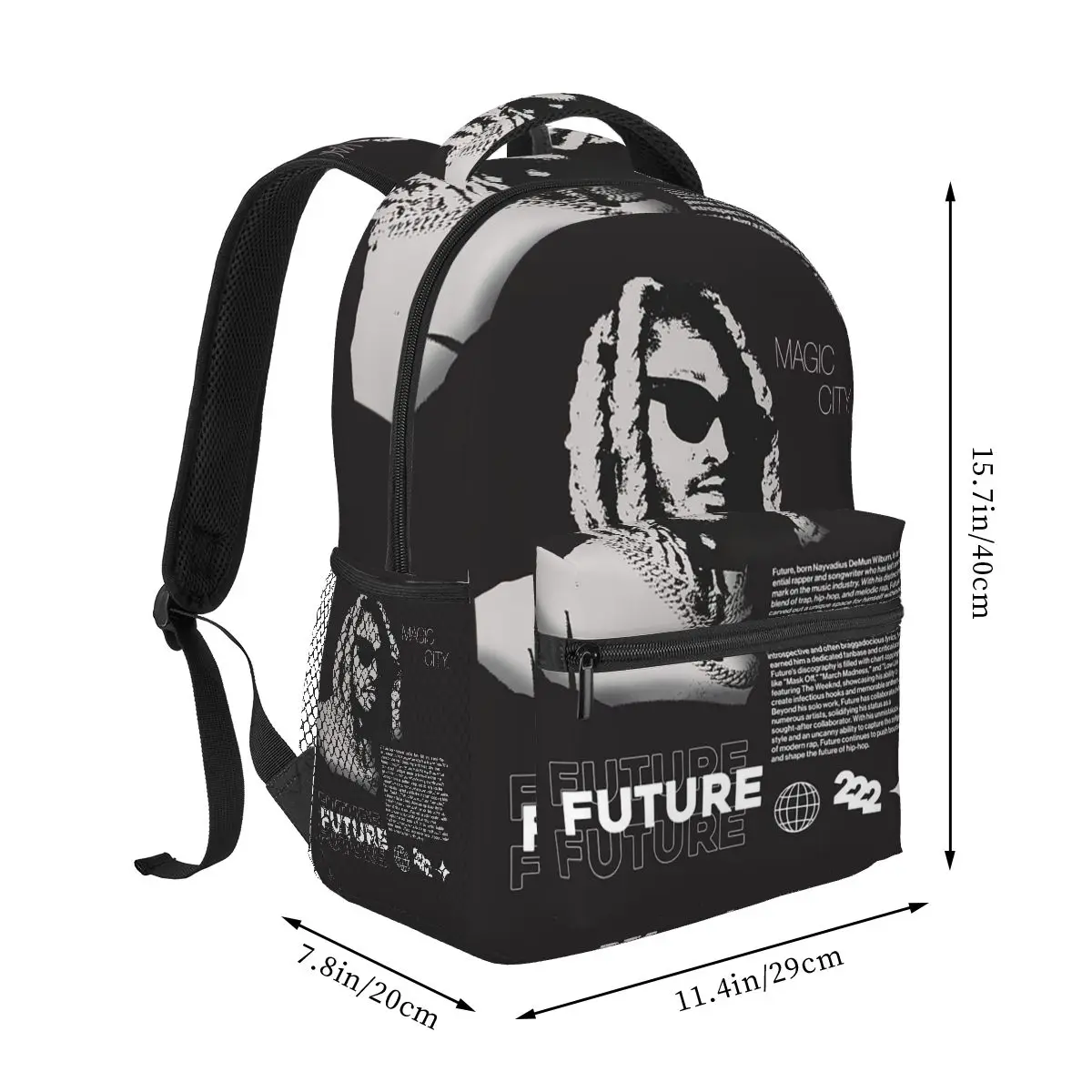 Rapper FUTURE Pattern Backpack Hot Sale Daypack Large Capacity Boys Girls BookBag School Bag Shoulder Bags for Men Women