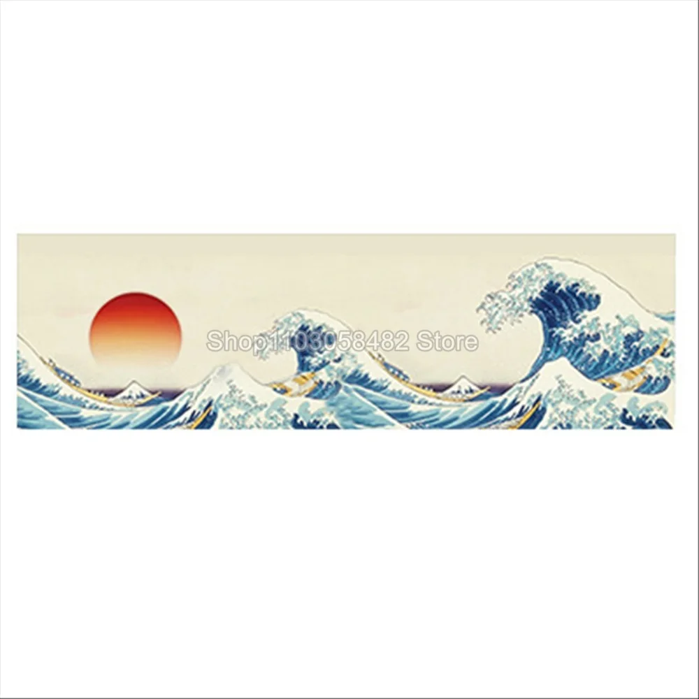 Japanese Cuisine Noren Curtain Dark Blue Plum Blossom Print Door Curtain for Izakaya Restaurant Kitchen Partition Decor