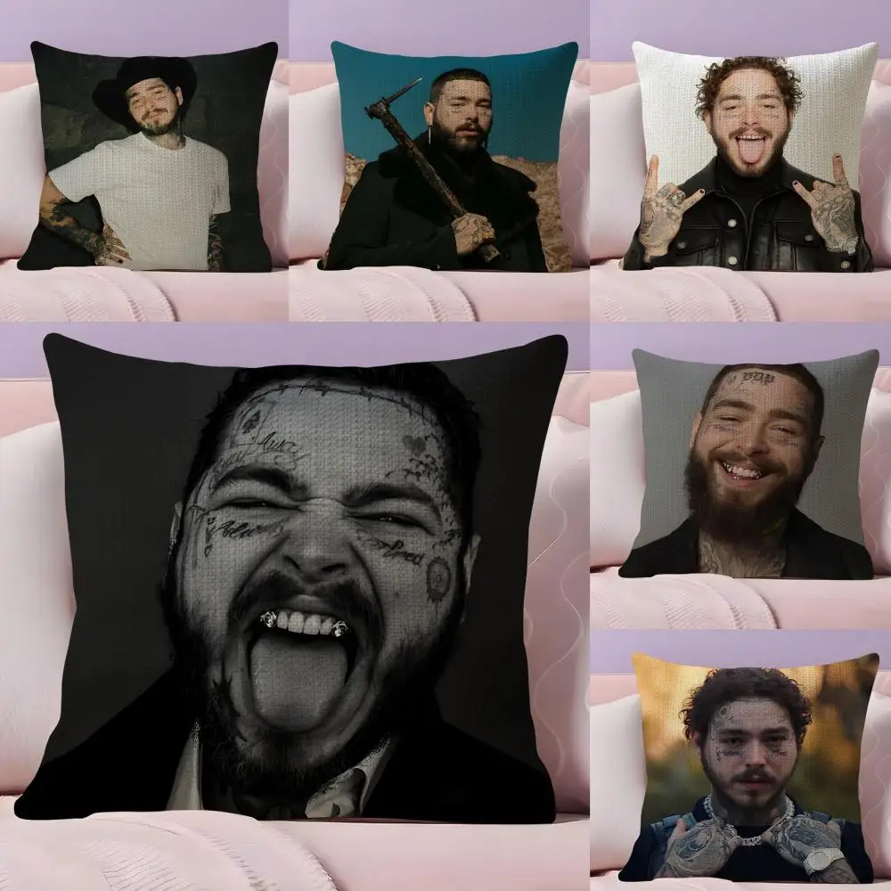 

P-Post MalonEe Rapper Cushion Cover Natural Linen Pillow Case Double-Sided Print Decorative Sofa Pillowcase Home Decor Gift