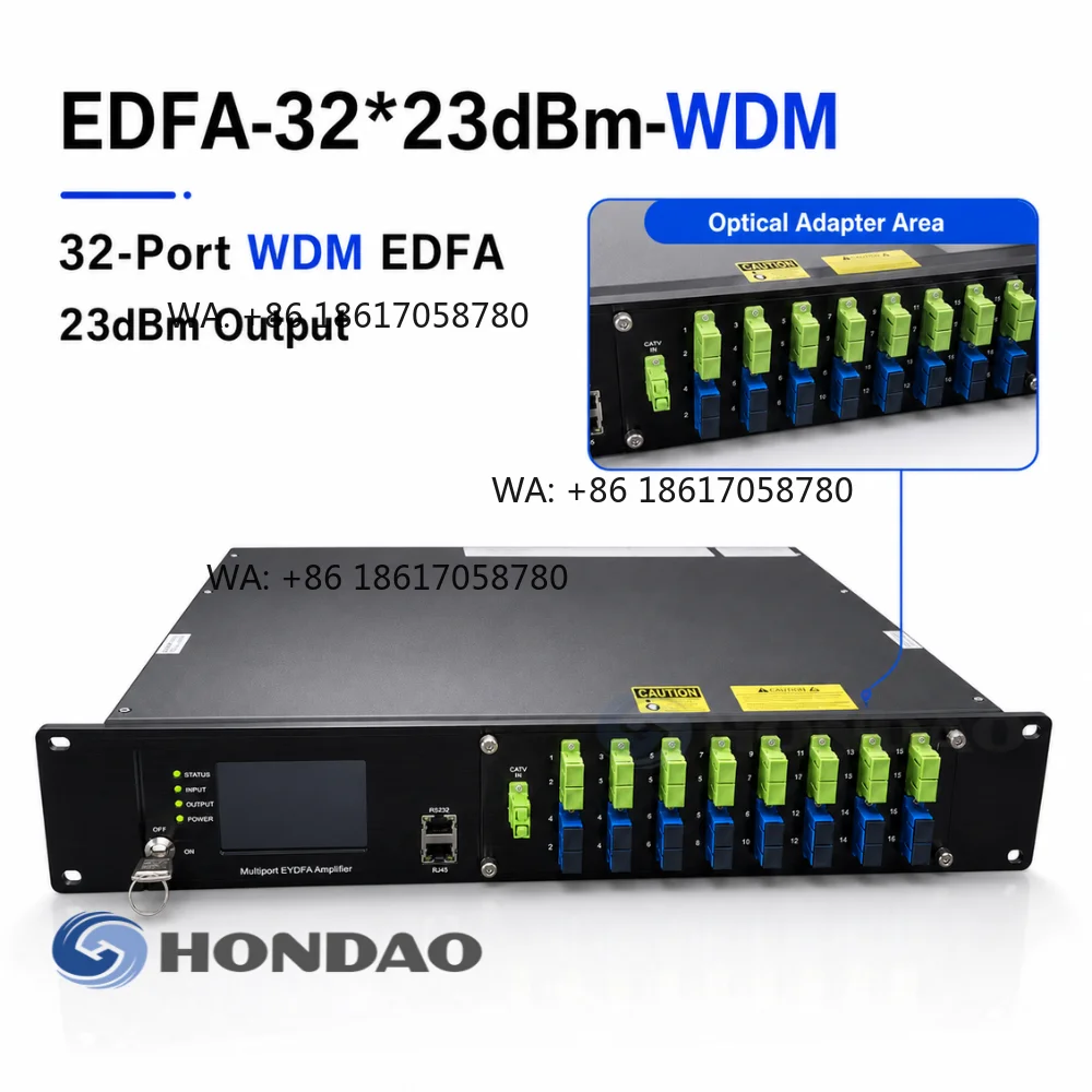 EDFA WDM 32 Ports Optical Amplifier 23dBm SC APC Connector For GPON GEPON CATV Headend Network Custom Configuration Manufacturer