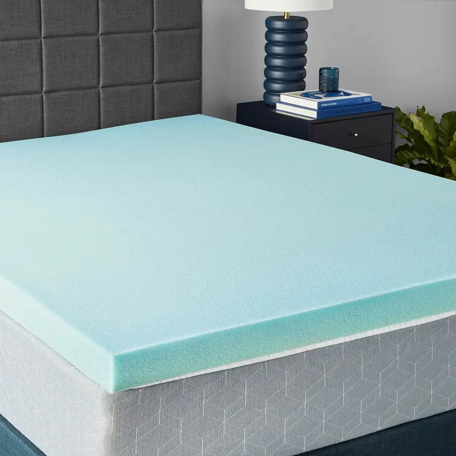

Cooling GelInfused Memory Foam Mattress Topper, CertiPURUS Certified, 3 inches, Queen, Blue