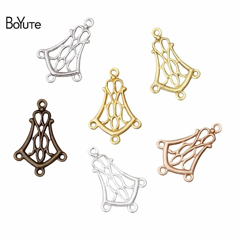 

BoYuTe (200 Pieces/Lot) 14*20MM Metal Brass Filigree Flower Connector Charms DIY Hand Made Jewelry Findings