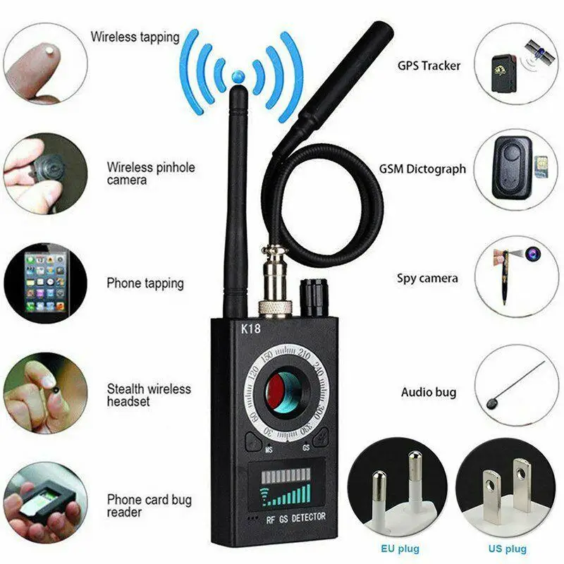 Imagem -02 - Multifunções Mini Anti-candid Detector Gsm Áudio Bug Finder Gps Signal rf Tracker Dispositivo Lente sem Fio Câmera Finder K18