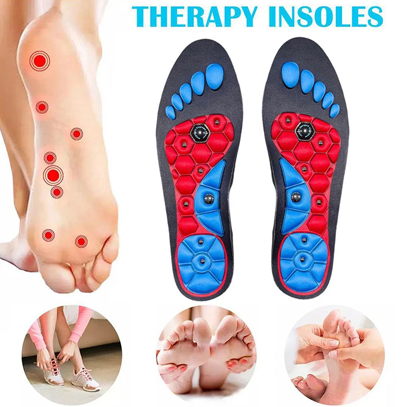 1Pair Acupressure Foot Insoles For Men Women Orthopedic Gel Magnetic Shoe Inserts Magnet Technology Support Insole