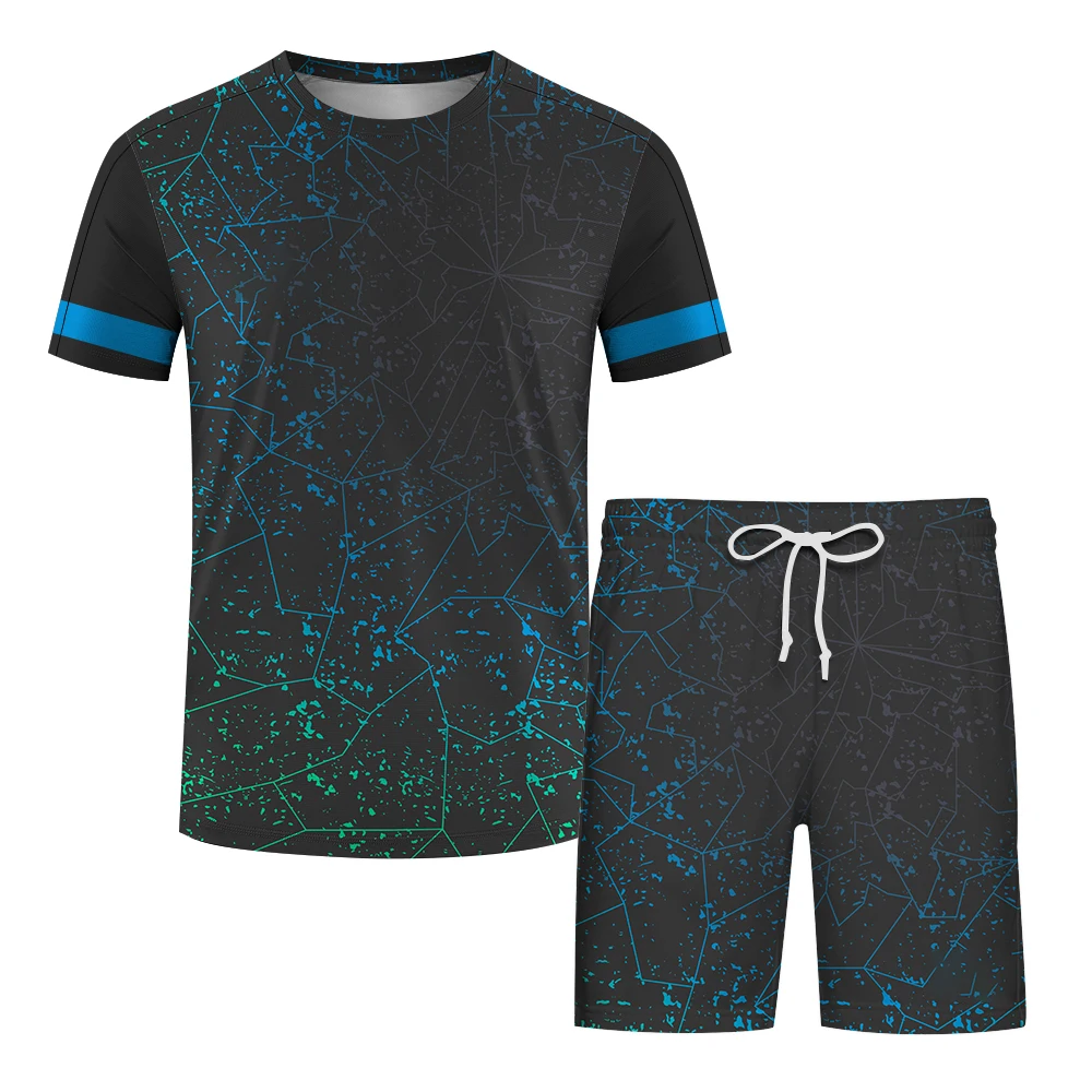 Badminton Tennis Training Sets of Men Casual Short Sleeve Tee and Shorts 2 Piece Summer Running Sports Suit Fashion Loose Outfit view 6
