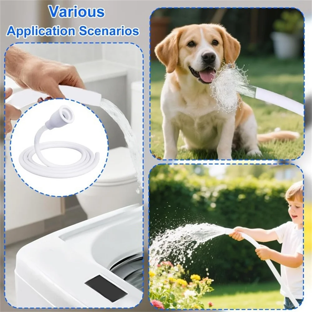Sink Hose Attachment 2M for Faucet Tap with Shower Spray Head Bath Filler Leak for proof Silicone Seal Reinforced Clamp