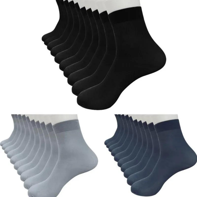 8 Pairs Bamboo Fiber Ultra-thin Elastic Silky Short Silk Stockings Men Socks Spring Summer New Breathable Solid Color Mens Sock