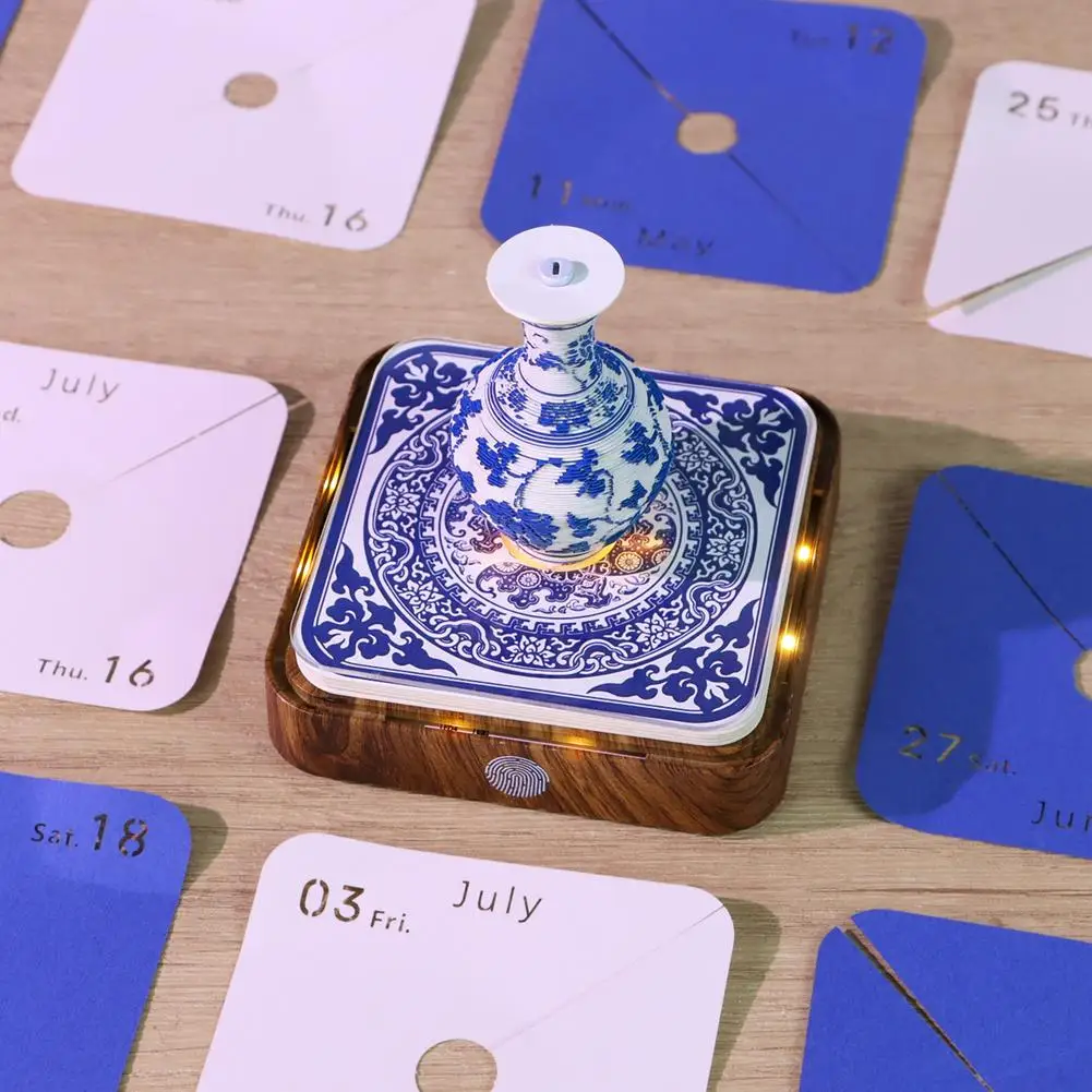 3D-календарь 2026, календарь времени 2026, креативный 3D DIY настольный художественный подарочный блокнот для освещения, украшение с резьбой по бумаге R2U6