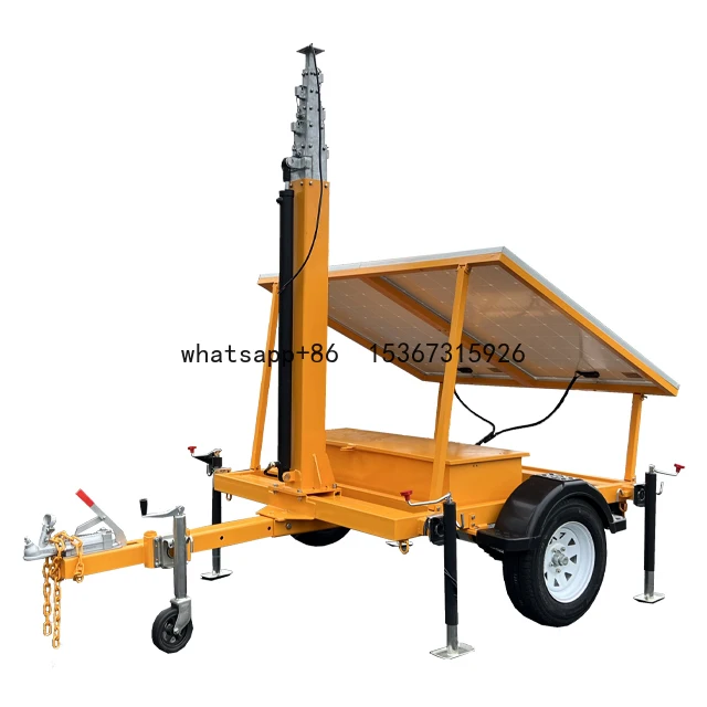 Construction site Solar powered mobile trailer vehicle mounted light tower for stadium