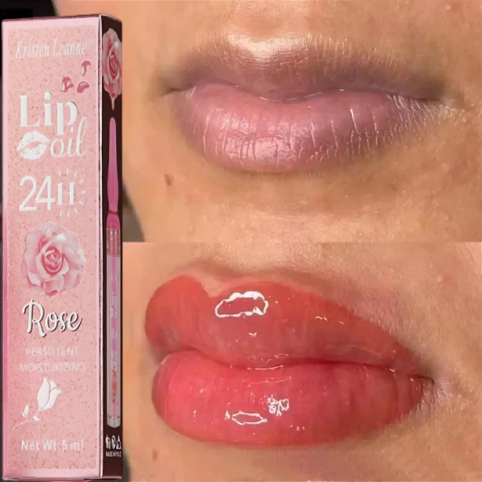 

Long Lasting Water Locking Rose Petals Instant Plumpness Remove Fine Lines Moisturizing Lip Gloss Nourishes Sexy Lip Care