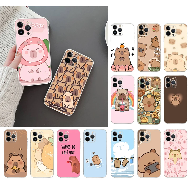 

Cartoon capybara Phone Case Carcasa Funda For iPhone 17 Pro Max Air 17 16 15 14 13 Pro Max 15 16 Pro 15Plus