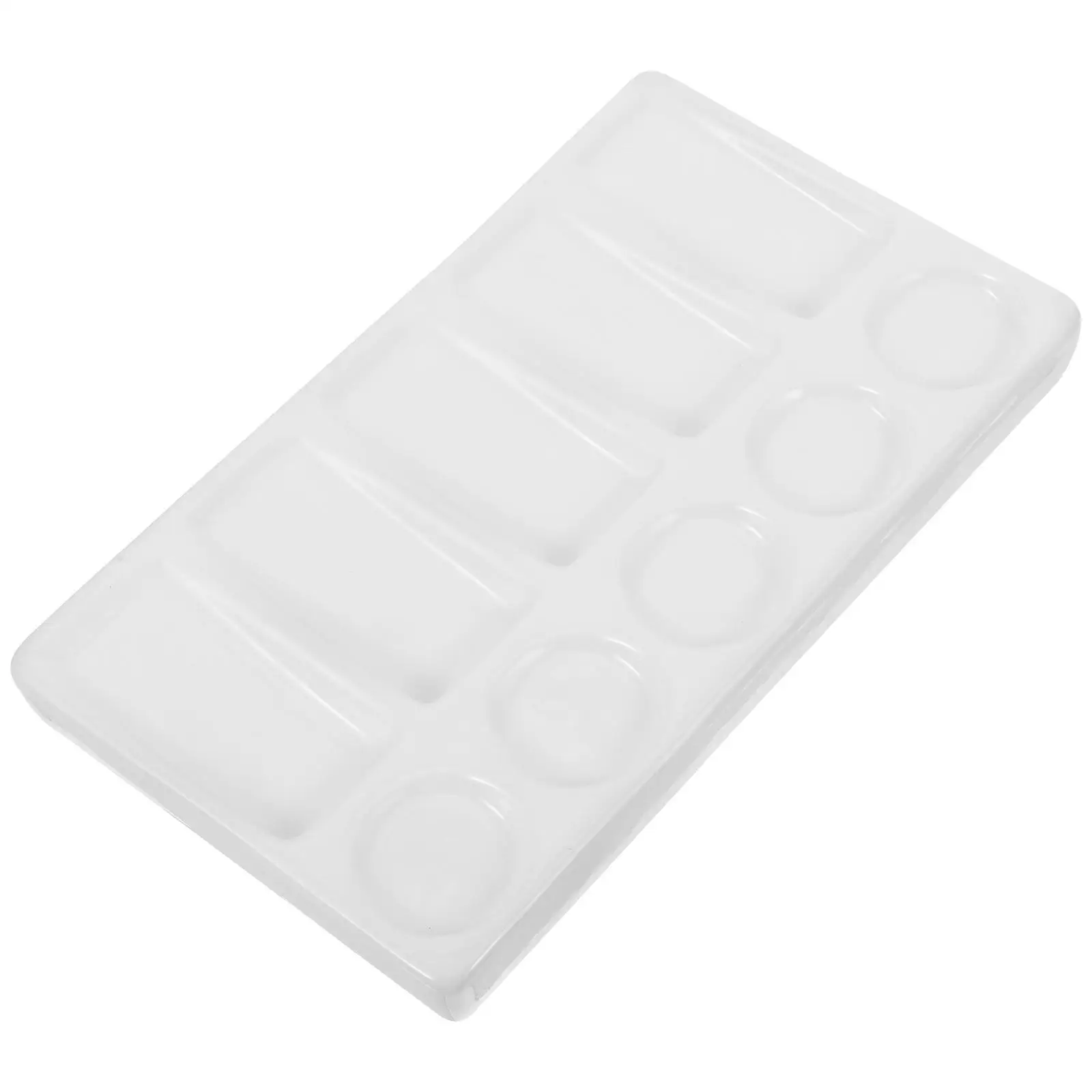 10 -Well Rectangular Color Palette Porcelain Watercolor Paint Round Travel Trays Mixing