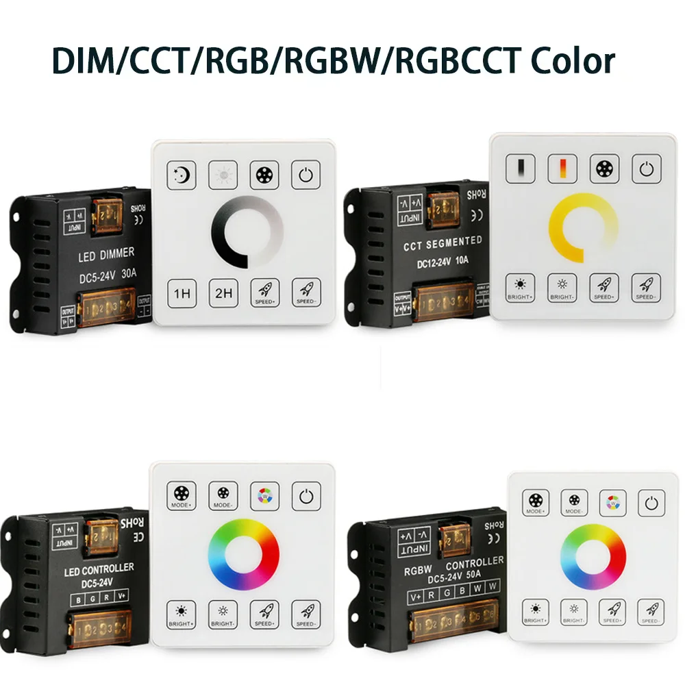 

Беспроводной контроллер LED-лент DC5-24V 86Touch Panel с высокой мощностью, 2.4GRF, для одноцветных/CCT/RGB/RGBW/RGBWC LED-лент