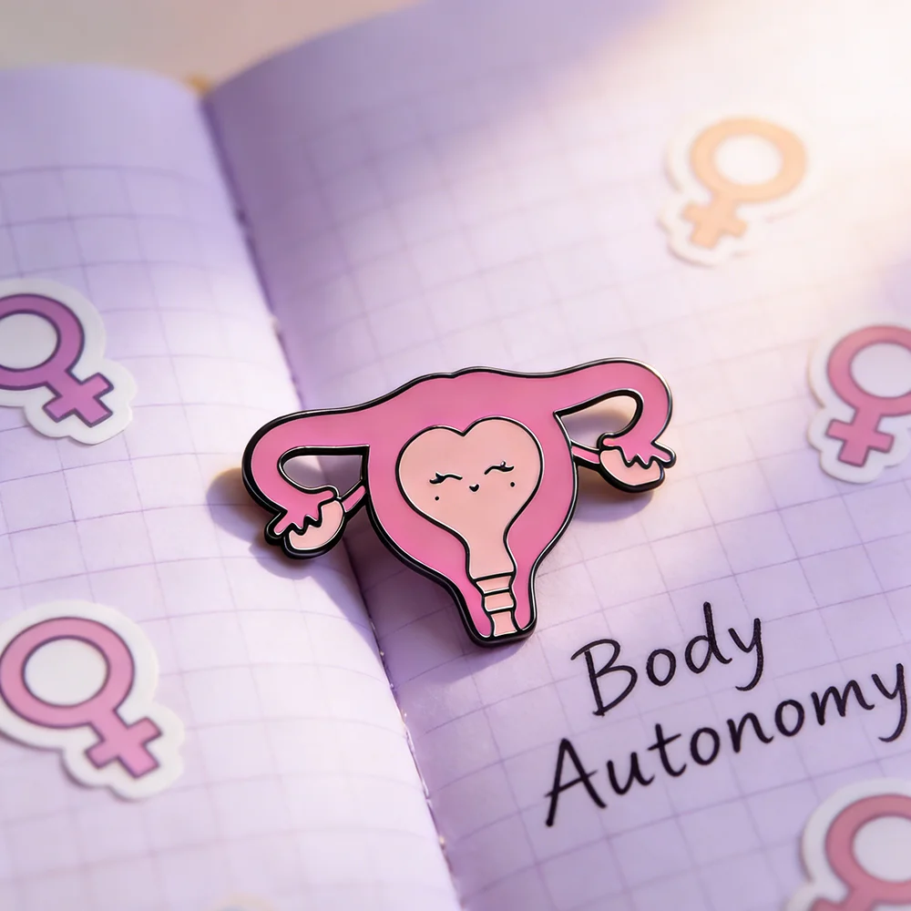 DCARZZ Cute Cartoon Uterus Enamel Pin Medical Gynecology Jewelry Lapel Backpack Bag Brooch Badge for Gynecologist Doctor Nurse