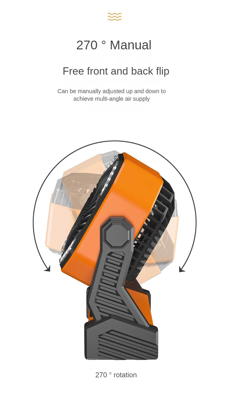 Ventilatore Portatile Da Campeggio Con Batteria 20000 MAh E Luci LED - Oscillante, Con Telecomando E Gancio, 4 Velocità