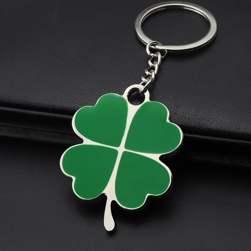 Plant Metal Four Leaf Clover Key Chain Custom Logo Succulent Potted Plant Leaf Flower Grass Key Ring Enamel Keychain accessories