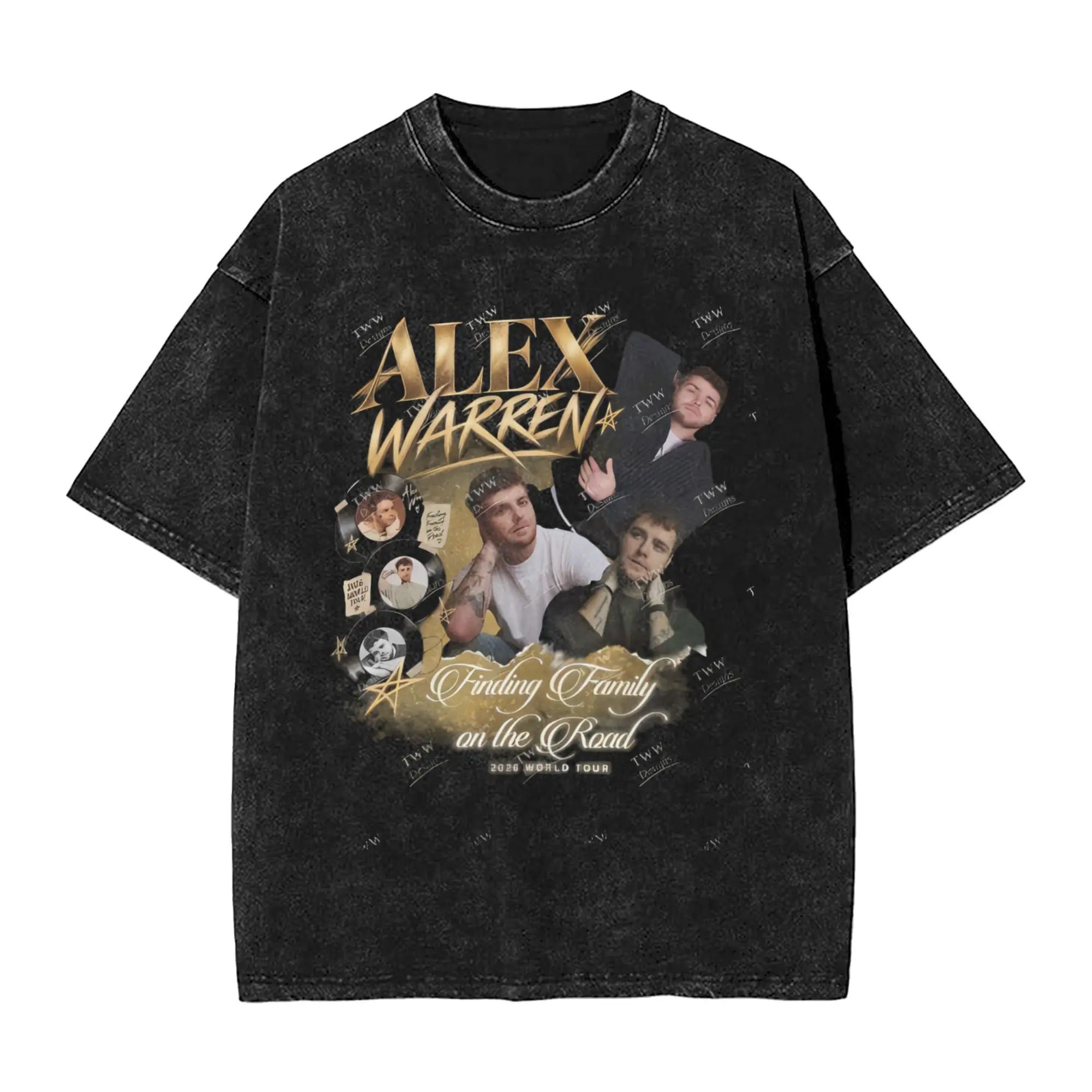 Alex Warren Finding Family on The Road Tour 2026  Merch Washed T Shirt for Men Women Streetwear T-Shirts Summer Tee Shirt