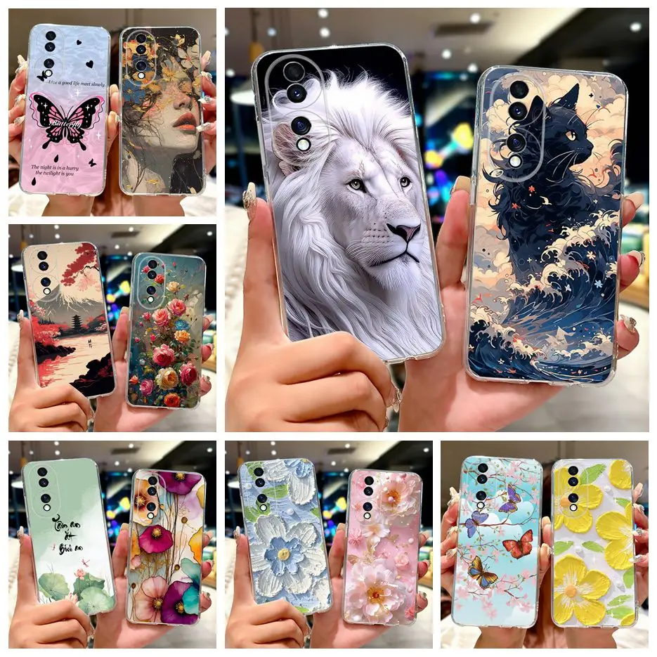 For Honor 70 Pro 5G Case SDY-AN00 Cute Cat Lion Painted Cover Soft Silicone Phone Case For Honor 70 Pro Plus Honor70 Pro+ Fundas