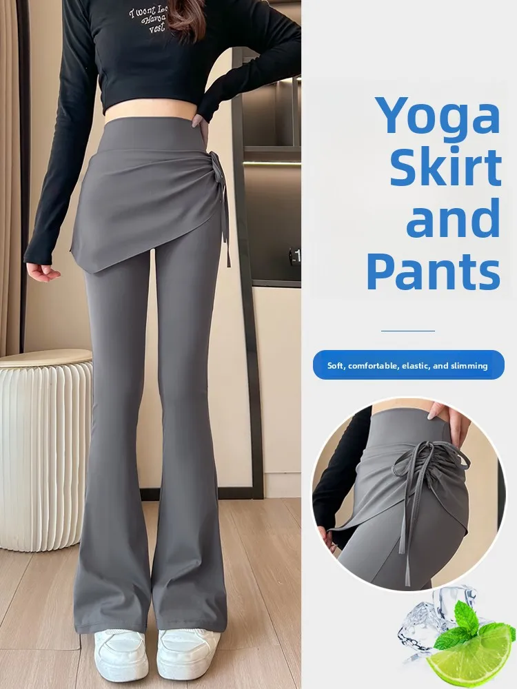

Брюки для йоги с высокой талией, женские расклешенные брюки для фитнеса, весенне-осенние брюки с плавником в ковческу, спортивные упражнения